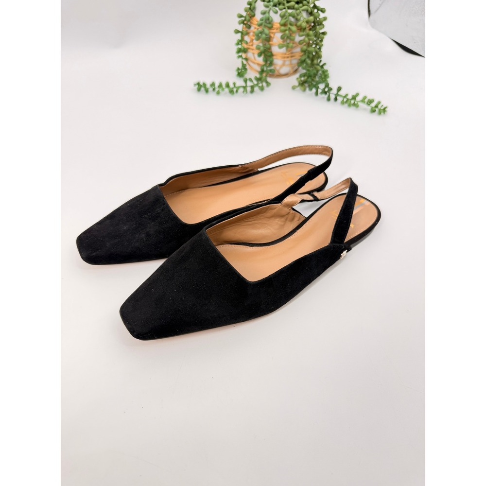 Sam Edelman Slingback Flats Womens 9.5 Black Suede Pointed Toe Jaina Classic - Picture 4 of 9